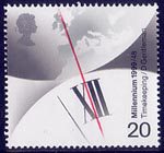 Inventors Tale 20p Stamp (1999) Greenwich Meridian and Clock (John Harrison's chronometer)