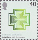 The Nobel Prize 40p Stamp (2001) Crosses (Physiology of Medicine)