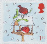 Christmas 2001 1st Stamp (2001) Robins on Bird Table