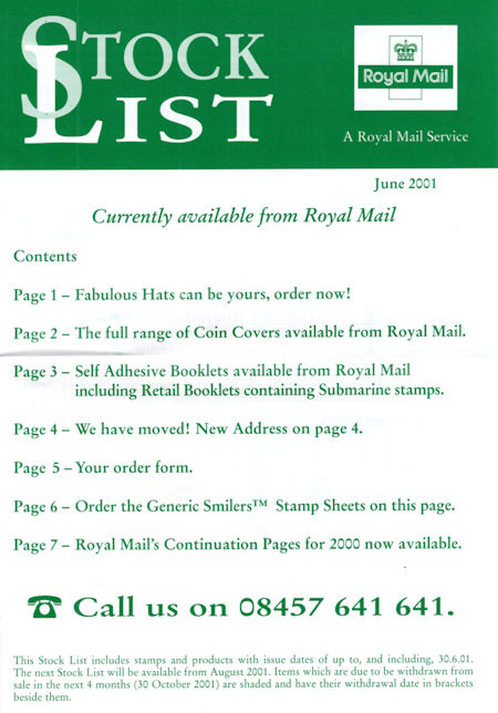 2001 Stock Lists from Collect GB Stamps