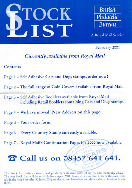 2001 Stock Lists from Collect GB Stamps