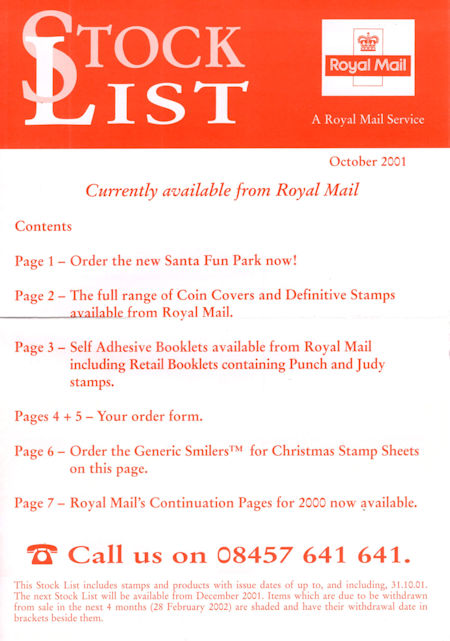 2001 Stock Lists from Collect GB Stamps
