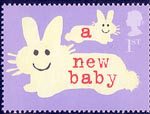 Occasions 2002 1st Stamp (2002) Rabbits (' a new baby')