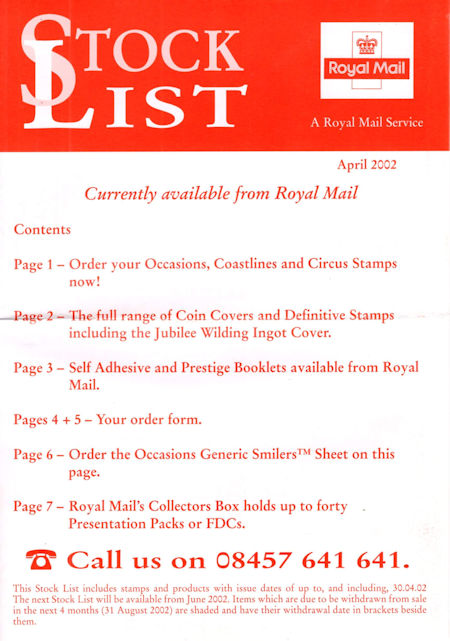 2002 Stock Lists from Collect GB Stamps