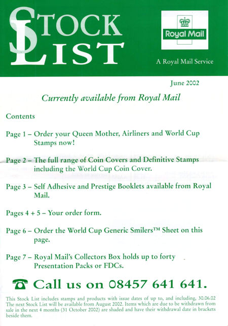 2002 Stock Lists from Collect GB Stamps