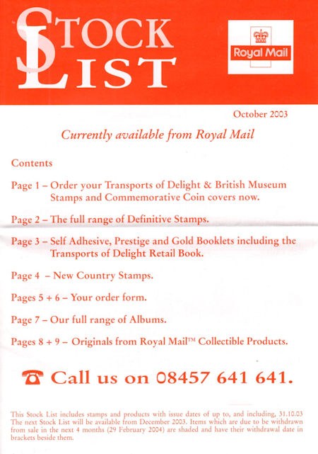 2003 Stock Lists from Collect GB Stamps