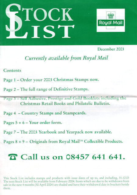 2003 Stock Lists from Collect GB Stamps