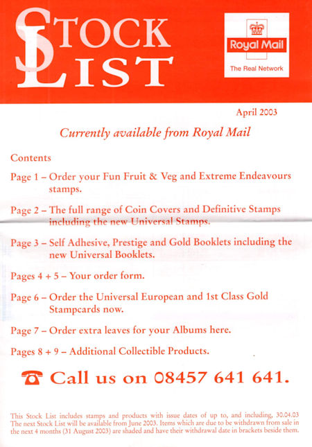2003 Stock Lists from Collect GB Stamps