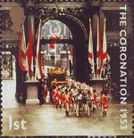 50th Anniversary of Coronation 1st Stamp (2003) Coronation Coach passing through Marble Arch