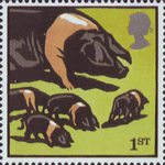 Farm Animals 1st Stamp (2005) British Saddleback Pigs