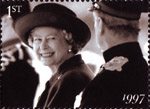 The Diamond Wedding Anniversary 1st Stamp (2007) Queen and Prince Philip inspect Royal Horse Artillery, 1997
