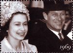 The Diamond Wedding Anniversary 54p Stamp (2007) Queen and Prince Philip at Royal Ascot, 1969