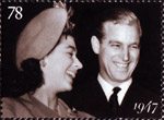 The Diamond Wedding Anniversary 78p Stamp (2007) Princess Elizabeth and Lieutenant Philip Mountbatten, 1947