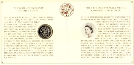 Image for 25th Anniversary of the £1 Coin and 50th Anniversary of the Country Definitives