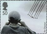 Air Displays 50p Stamp (2008) Boy watching The Red Arrows