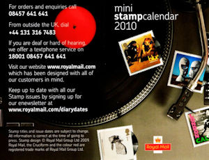 Reverse for Mini Stamp Calendar 2010