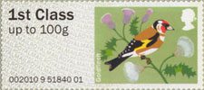 Post & Go - Birds of Britain I 1st Stamp (2010) Goldfinch