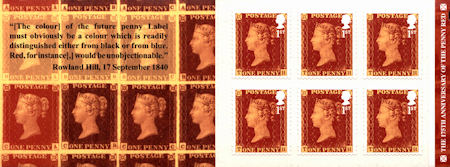 Booklet pane for The 175th Anniversary of The Penny Red (2016)