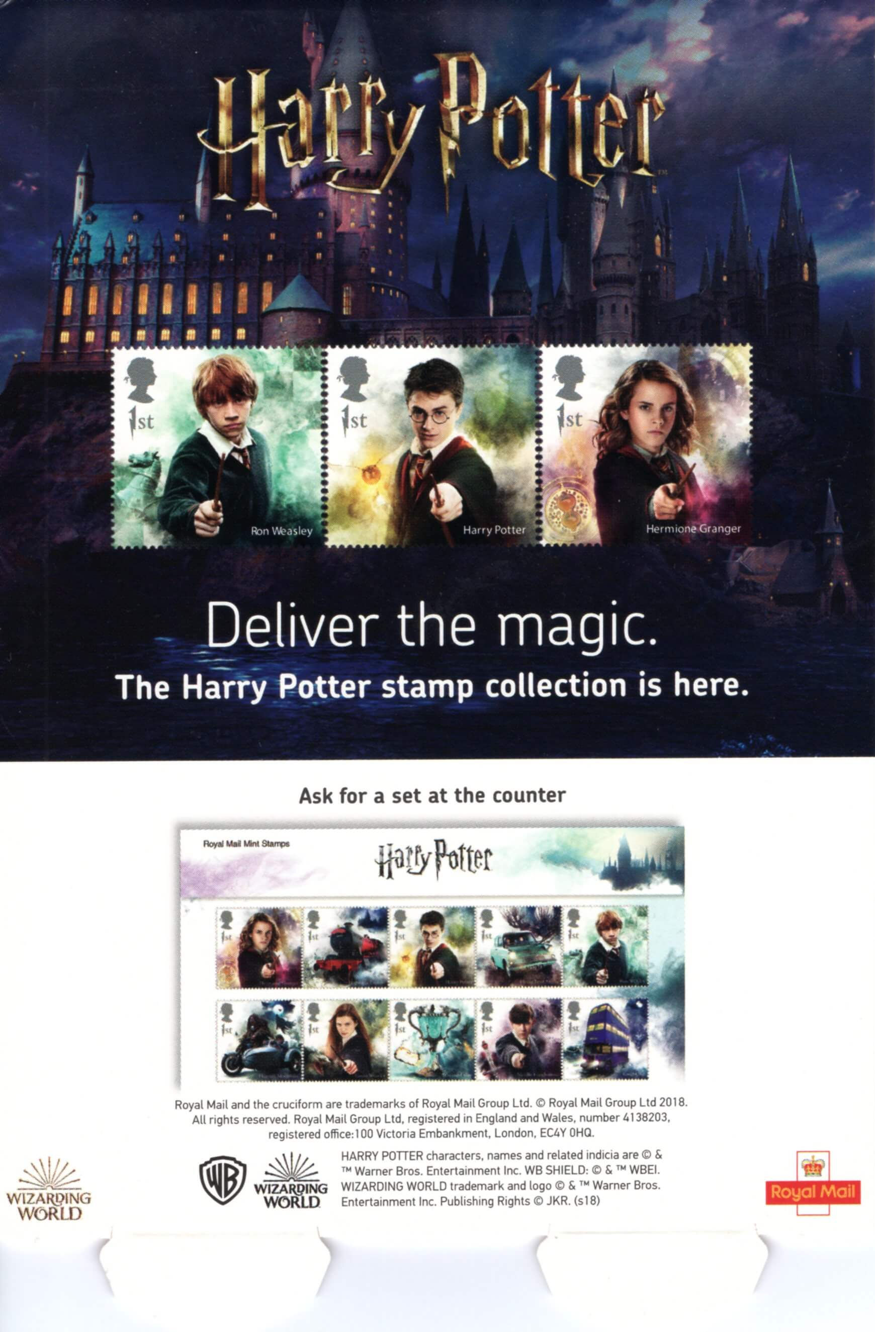 HARRY POTTER AND THE CHAMBER OF SECRETS MINT STAMP SHEETLET 