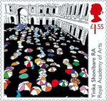 Royal Academy of Arts £1.55 Stamp (2018) Yinka Shonibare - Queuing at the RA