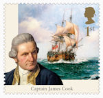 Captain Cook and Endeavour 1st Stamp (2018) Captain James Cook