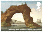 Captain Cook and Endeavour £1.45 Stamp (2018) Mapping New Zealand: a Maori clifftop fort
