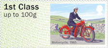 Post & Go : Royal Mail Heritage : Mail by Bike 1st Stamp (2018) Motorcycle, 1965
