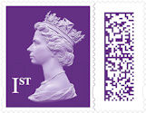 1st, First Class - Plum Purple from Barcoded NVI Definitives (2022)