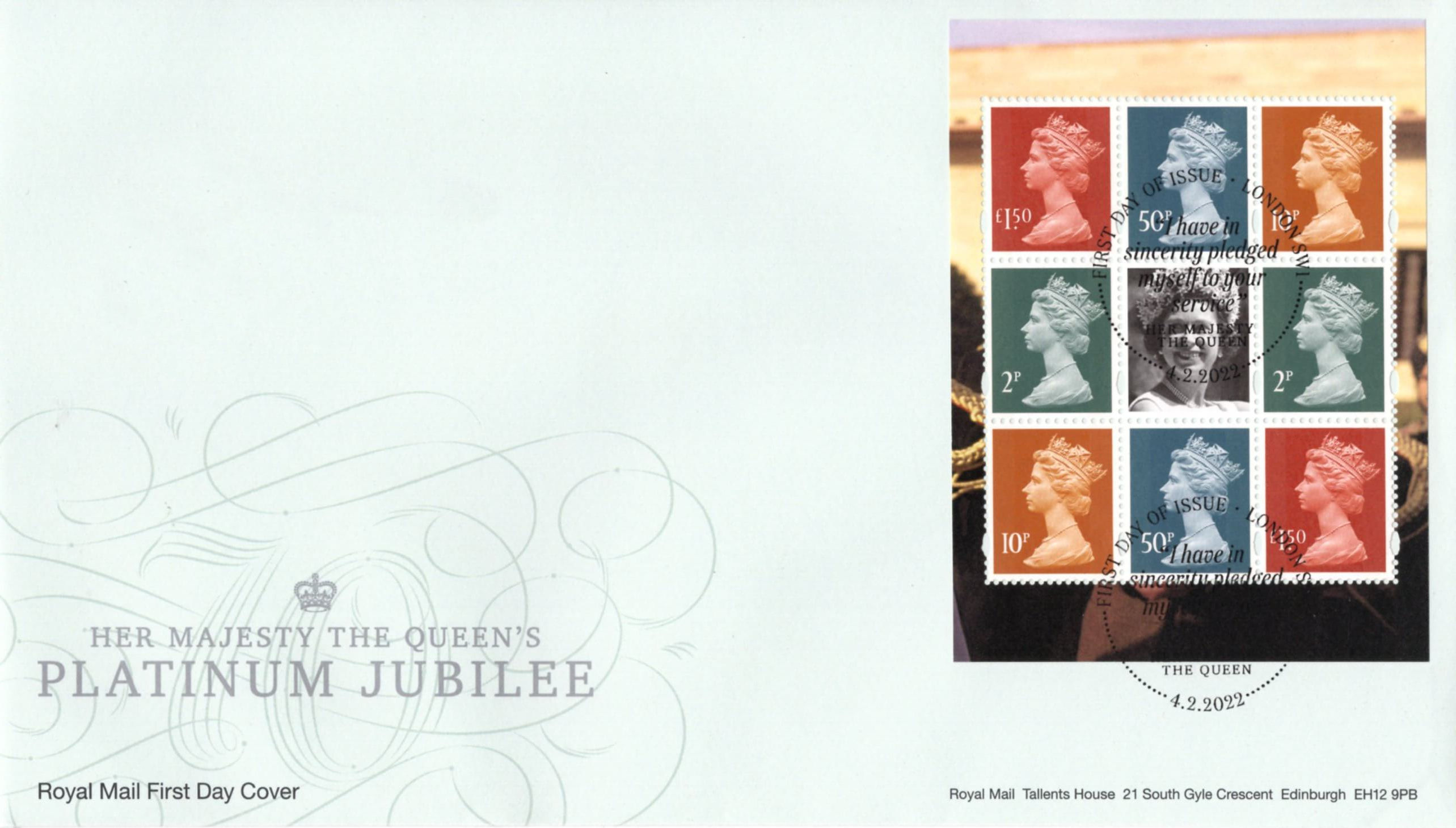 The Queen's Platinum Jubilee Stamp PHQ Cards 2022