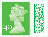 International Tariff Definitive  £4.20 Stamp (2022) £4.20 Light Green