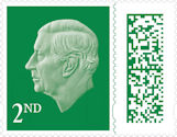 King Charles III  Definitive 2nd Stamp (2023) Holly Green
