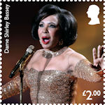 Dame Shirley Bassey £2.00 Stamp (2023) Performing during the Oscars held at the Dolby Theatre, Hollywood, California, 24 February 2013
