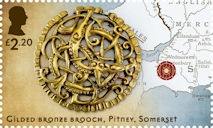 Viking Britain £2.20 Stamp (2024) Gilded bronze brooch, Pitney, Somerset